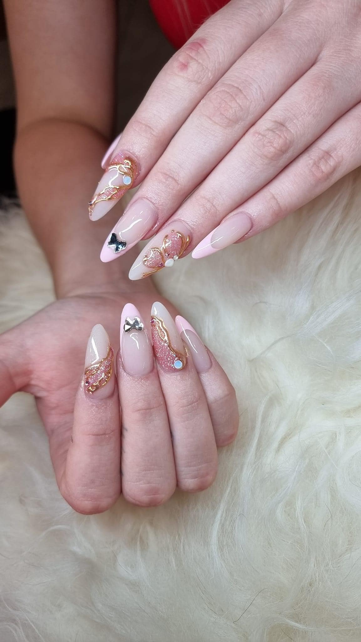 Nail art with gold scroll designs — Fashion Nails Chermside