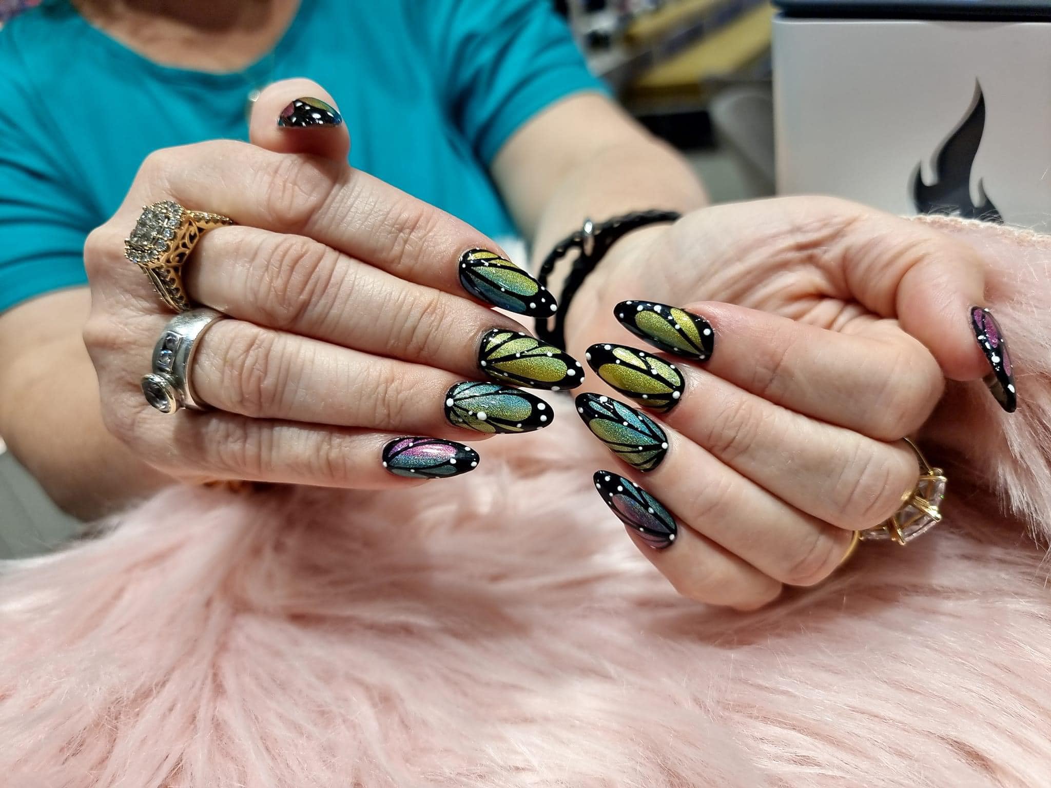Iridescent butterfly-wing nail art — Fashion Nails Chermside